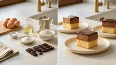 Pařížské kostky na plech: nadýchaný piškot a sametový čokoládový krém