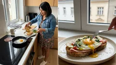 Sytý otevřený toast s vejcem: rychlá snídaně s tekutým žloutkem