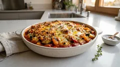 Zapečená cuketa s lilkem a mozzarellou: voňavá večeře z jedné mísy