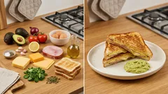 Toust s omeletou, šunkou a guacamole: teplá snídaně, která zasytí