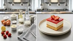 Jahodová buchta na plech se zakysanou smetanou: krém drží tvar a řezy jsou čisté