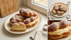 Domácí pudinkáče jako z pekárny: nadýchané kynuté rohlíčky s vanilkovým krémem