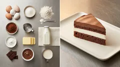 Monte řezy na plech: kakaový piškot, bílý krém a lehká čokoládová vrstva