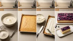 Vitacitové řezy na plech: nadýchaný korpus, smetanový krém a ovocná vrstva