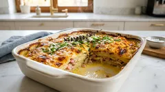 Zapečené farmářské brambory se slaninou a sýrem: sytá večeře z jedné mísy